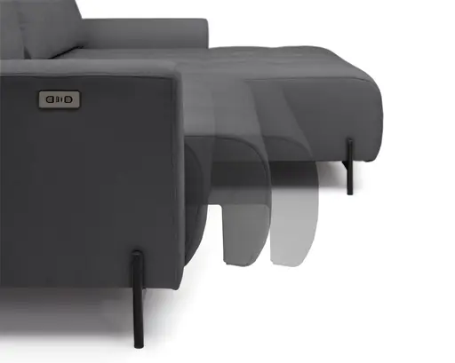 Ecksofa - 2-Sitzer mit Longchair rechts, Sitztiefe verstellbar motorisch, Stoff, Anthrazit