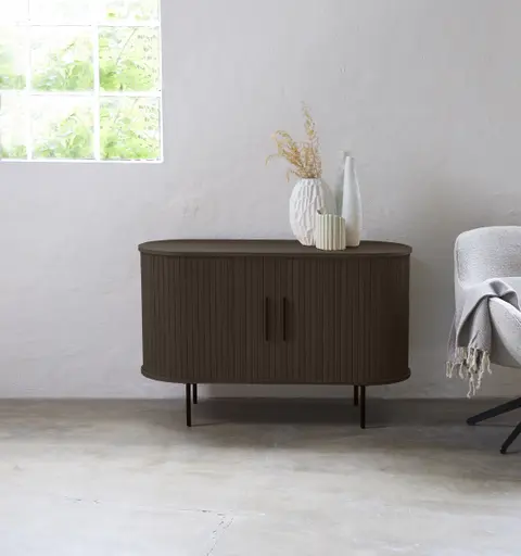 Sideboard - B ca. 120 cm, Eiche Furnier, Smoked