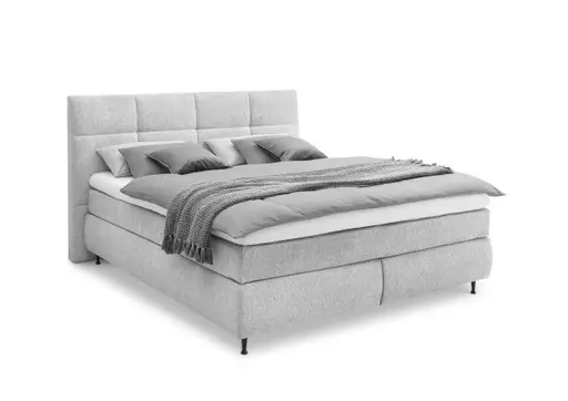  Boxspringbett ALICA- Liegefläche ca. 180x200 cm, Stoff, Hellgrau	
