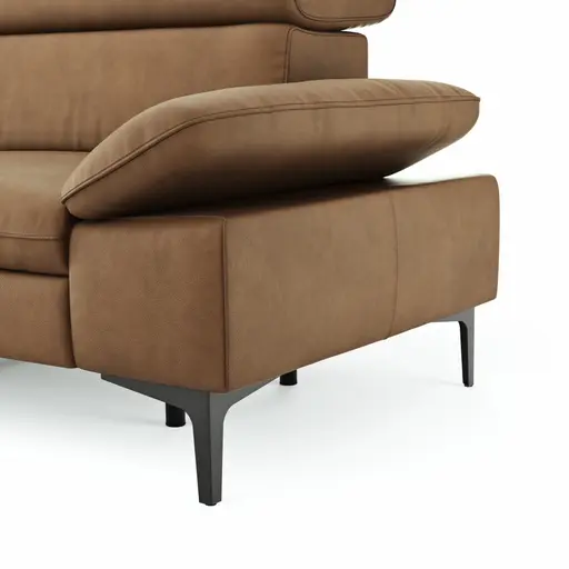 Ecksofa Felipa - Ecke links mit 2,5-Sitzer inkl. Armlehne verstellbar und Rückenlehne/Sitztiefe verstellbar (motorisch), Leder, Cognac
