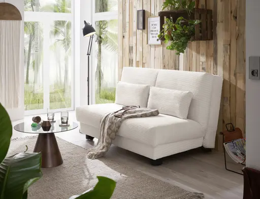  Schlafsofa EASY Optik A - 2-Sitzer ohne Armlehne, 140 cm inkl. Schlaffunktion, Cord, Beige