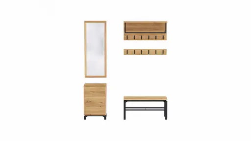 Garderobenkombination Williston - Korpus Wildeiche geölt / Front sandgestrahlt