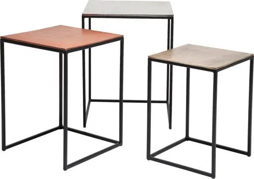 Beistelltisch-Set- Stahl, Schwarz, Aluminium, Glavanisiert