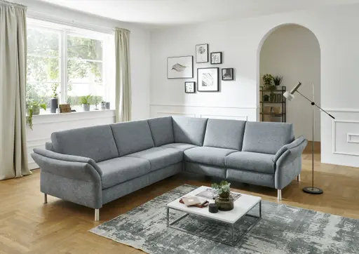  Ecksofa - 3-Sitzer mit Ecke rechts,Stoff, Hellblau