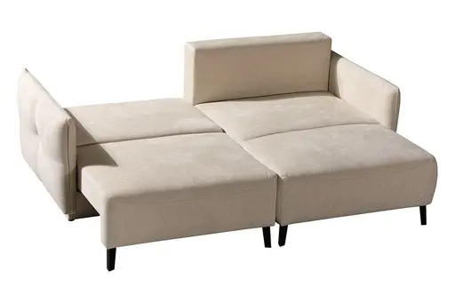 Ecksofa - Schlaffunktion mit Bettkasten, Stoff, Natur