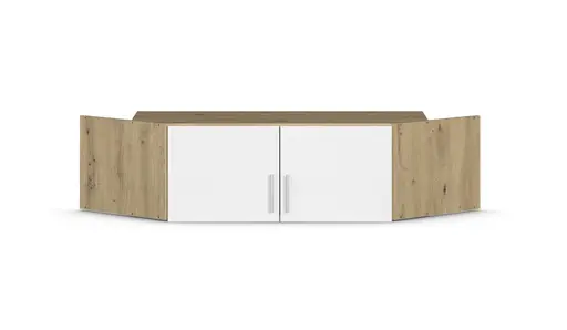 Schrankaufsatz REXY MATT- B 117 cm, Eiche Dekor, Weiß