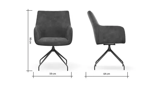 Armlehnstuhl Newcastle - drehbar, Stoff, Anthrazit