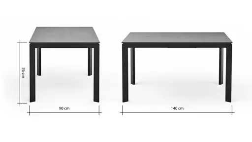 Esstisch Menosa - ausziehbar, LB ca. 140x90 cm, Laminat, Marmor Schwarz