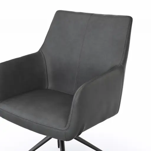 Armlehnstuhl Newcastle - drehbar, Leder, Anthrazit