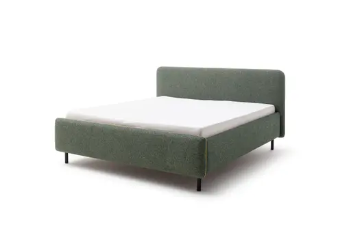 Polsterbett - Liegefläche ca. 180x200 cm, Absetzung Mango, Stoff, Dunkelgrün