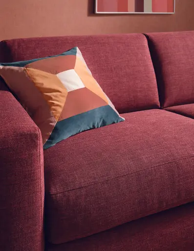 Sofa Lumaria - 3-Sitzer mit Schlaffunktion, Stoff, Bordeaux