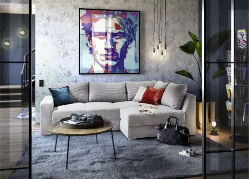 Ecksofa JANIS - 2,5-Sitzer, Ecke rechts inkl. Schlaffunktion , Stoff, Hellgrau