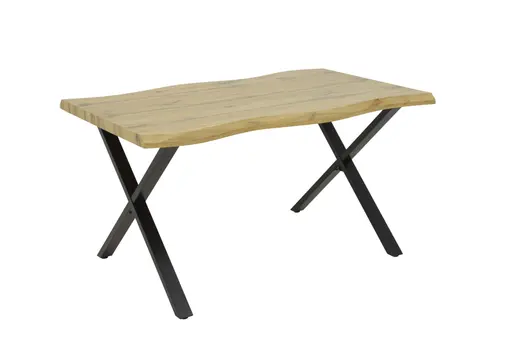 Esstisch - LB ca. 140x90 cm, Wildeiche Nachbildung, Schwarz, Baumkante