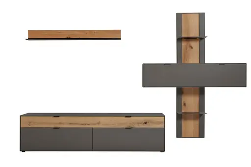 Wohnwand Tucson - Lack, Anthrazit