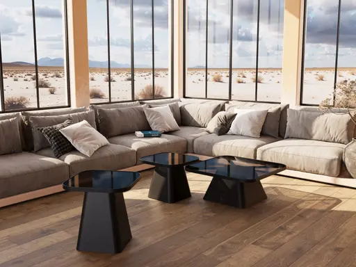 Couchtisch - LBH ca. 80x80 cm, Keramik, Schwarz
