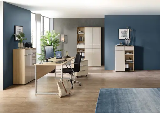 Rollcontainer - B ca. 45 cm, Riva Eiche Nachbildung, Kaschmir