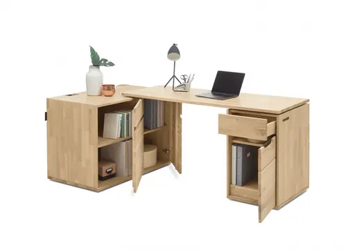 Verwandlungs-Sideboard - schwenkbar rechts, Wildeiche massiv