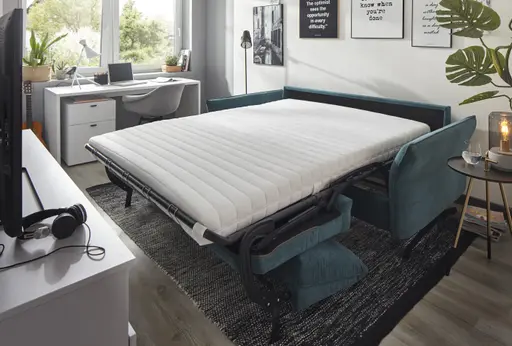 Sofa Melida - 2,5-Sitzer inkl. Schlaffunktion, Stoff, Smaragd