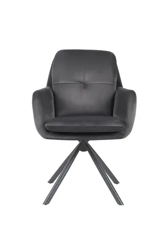 Armlehnstuhl - drehbar, Samtvelour, Dunkelgrau