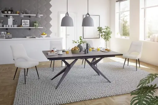 Esstisch MICHELA - ausziehbar, LB ca. 95x180 cm, Keramik, Dunkelgrau