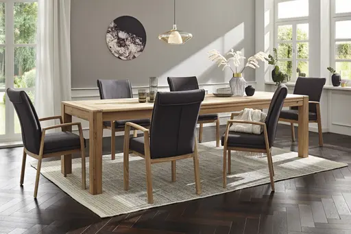 Esstisch 5000 - ausziehbar, LB ca. 180x90 cm, Eiche massiv, Bianco