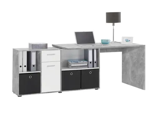 Schreibtisch- LB ca. 136x67 cm, Beton, Weiß