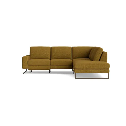 Ecksofa Enna - 2,5-Sitzer mit Ecke rechts inkl. motorischer Relaxfunktion, Stoff, Senfgelb