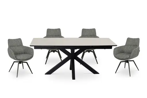 Esstisch MELANIA - ausziehbar, LB ca. 180x95 cm, Glaskeramik, Travertin farbig