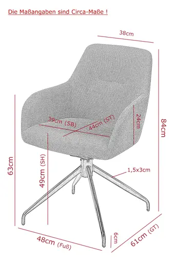 Armlehnstuhl - drehbar, Stoff, Anthrazit
