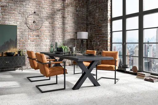 Esstisch Clifton - LB ca. 260x100 cm, Zerreiche massiv, Smoke