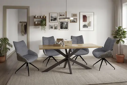 Stuhl MAUREEN - drehbar, Stoff, Grau