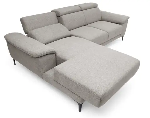 Ecksofa EZRA - Ecke links, 2-Sitzer inkl. Kopfteilverstellungen, Sitzvorzug, Relaxfunktion, Stoff, Koralle