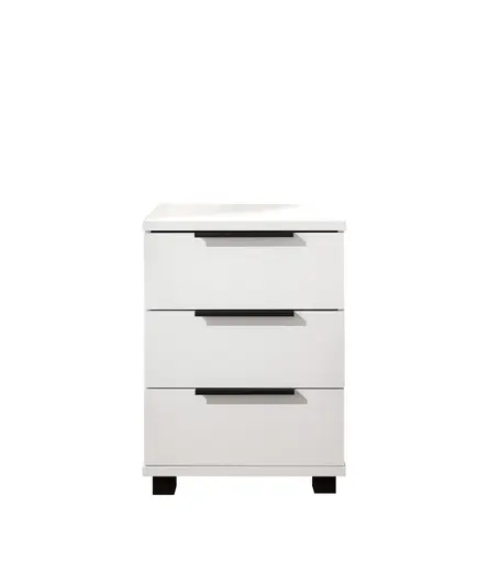 Nachtkommode - B. ca. 46 cm, Dekor, Weiß