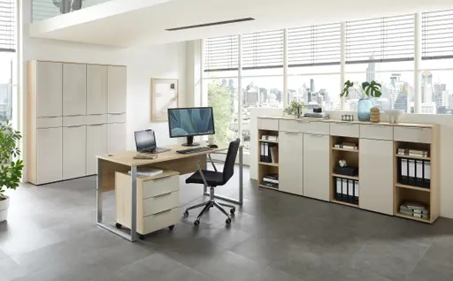 Rollcontainer - B ca. 45 cm, Riva Eiche Nachbildung, Kaschmir