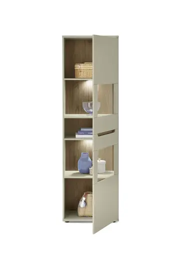 Vitrine - B ca. 60 cm, Kaschmir, Nussbaum Nachbildung