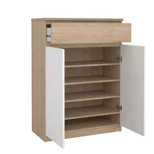 Schuhschrank - B ca. 81 cm, Jackson Hickory Nachbildung, Weiß