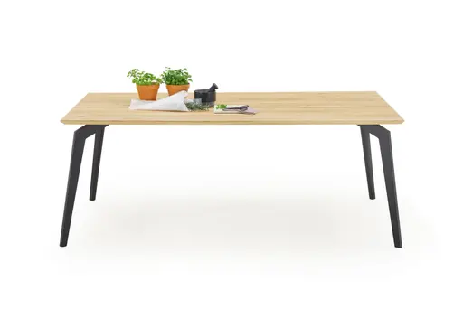 Esstisch - LB ca. 200x100 cm, Wildeiche massiv geölt Legno Light, Schweizer Kante, Schwarz