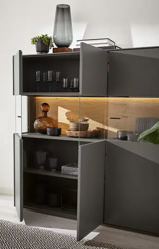 Highboard Tucson - inkl. Beleuchtung, Lack, Anthrazit