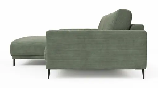 Ecksofa Solero - Longchair groß mit 1,5-Sitzer rechts, Stoff, Olivgrün