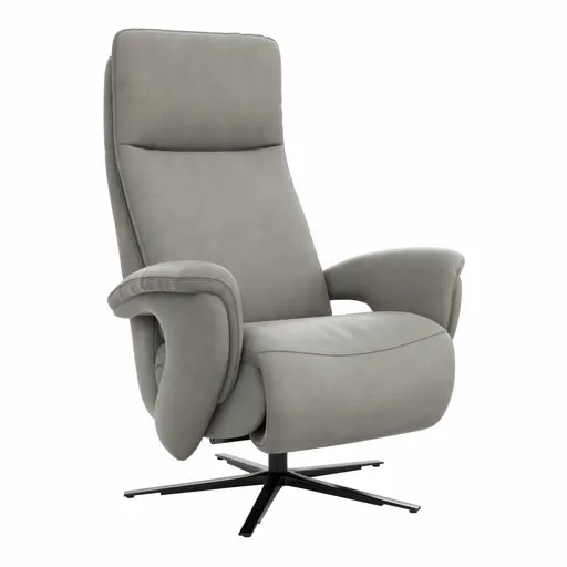 Sessel Tulsa Relax - Größe L, inkl. Maxirücken und Kopf-/Fußteil/Rückenlehne verstellbar, Leder, Graubeige