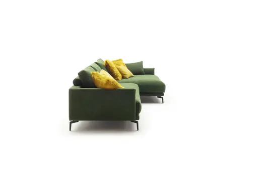 Ecksofa Cuneo - 2,5-Sitzer, Longchair rechts, Stoff, Grün