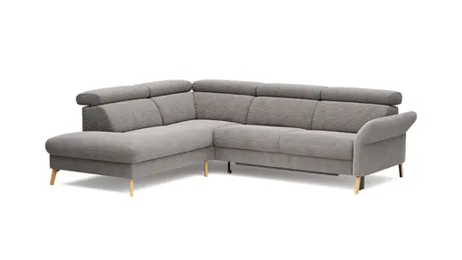 Sofa Maryville - Eckelement und Abschlussteil medium links mit 2,5-Sitzer, inkl. Schlaffunktion, Stauraum, Armlehne/Kopfteil verstellbar, Stoff, Grau