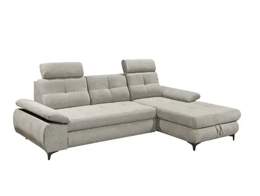 Polsterecke- 2 Sitzer, Ecke Rechts, Inkl. Schlaffunktion, Bettkasten, Stoff Silbergrau