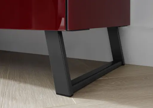 Lowboard - B ca. 181 cm, Bordeauxrot, Keramikoptik