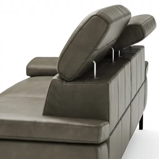 Sofa Hudson - 3-Sitzer, inkl. Relaxfunktion (motorisch) und Kopfteil/Armlehnen verstellbar, Leder, Braungrün