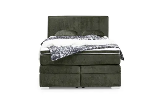 Boxspringbett JEANETTE- Liegefläche ca. 140x200 cm, Stoff, Grün