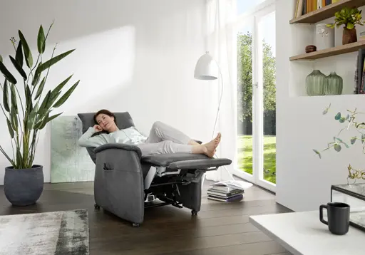 Fernsehsessel EM Düsseldorf - Relaxfunktion (3-motorisch), Leder, Brikett