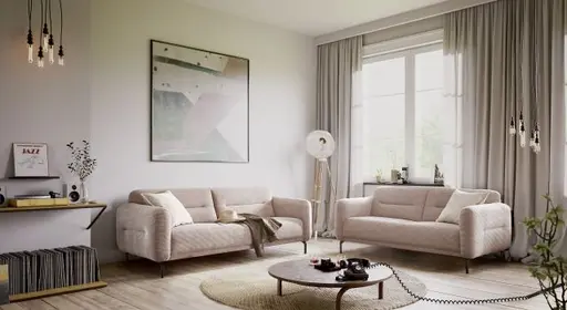 Sofa - 2-Sitzer, Stoff, Rosa