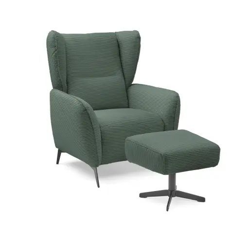 Hocker EILA - Stoff, Graugrün