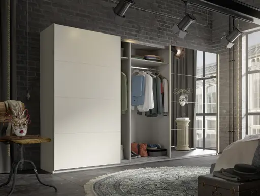 Schwebetürenschrank RIVASA- B ca. 361 cm, Champagner, Spiegel